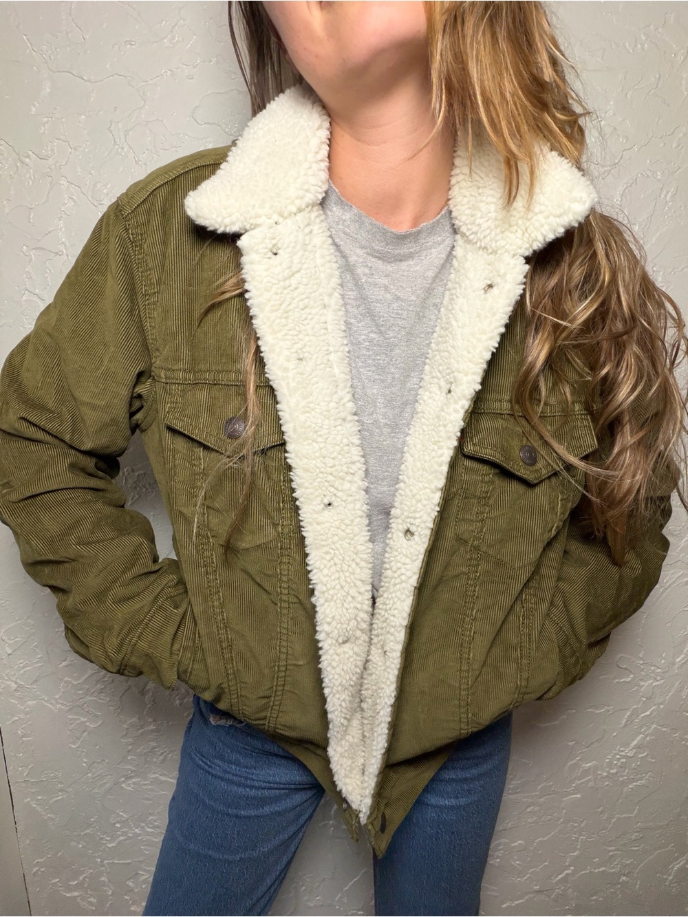Levi Strauss & Co. Olive Green Sherpa-Lined Utility Jacket